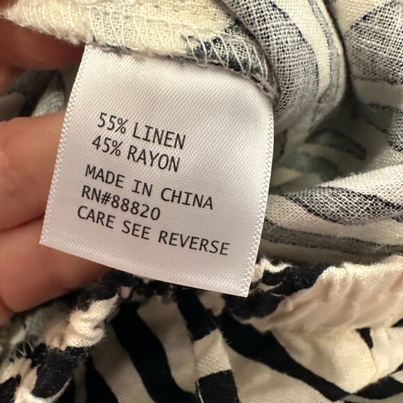 Rachel Zoe Womens size 1X Linen Cropped Cargo Pants Safari Pull On Tropical - Picture 8 of 9